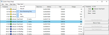 Tracealyzer für Wind River VxWorks - Filter for Memory Leaks