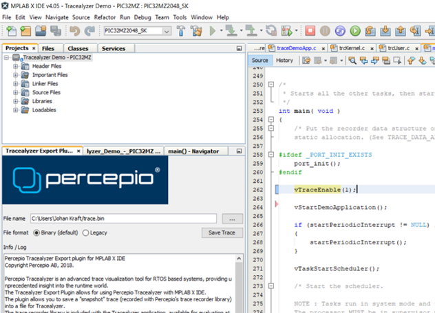 Tracealyzer Plugin für Microchip MPLAB X IDE 